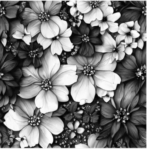 Black And White Flowers Tile Pattern in Option 1