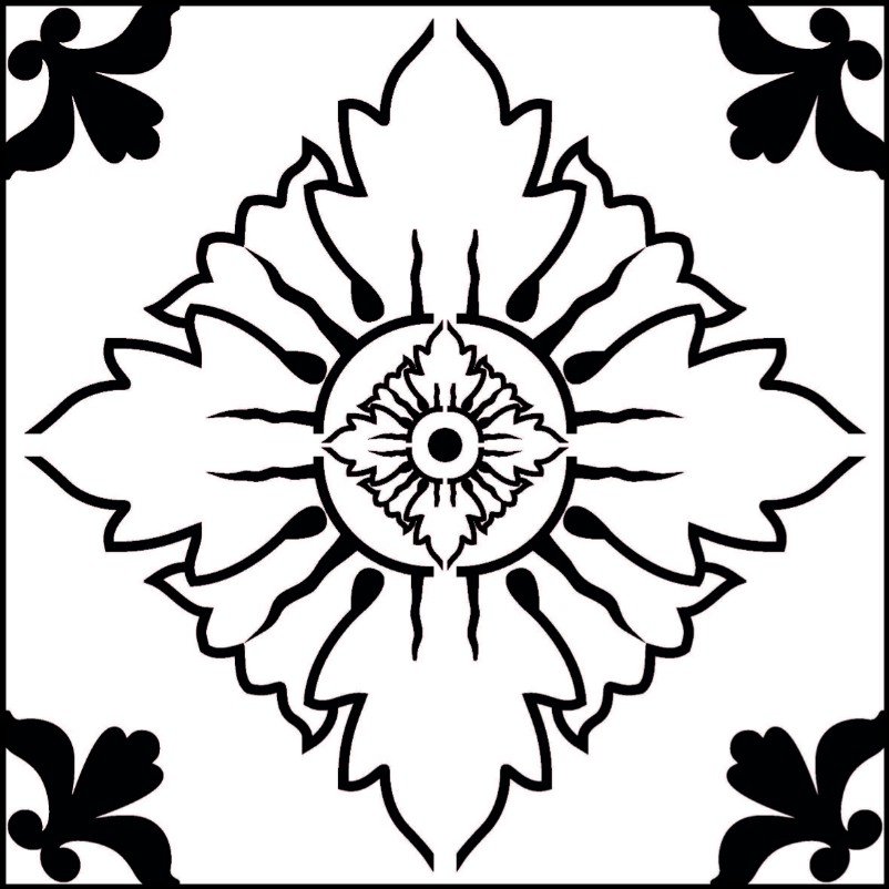 Large Casual Tile Pattern in Black