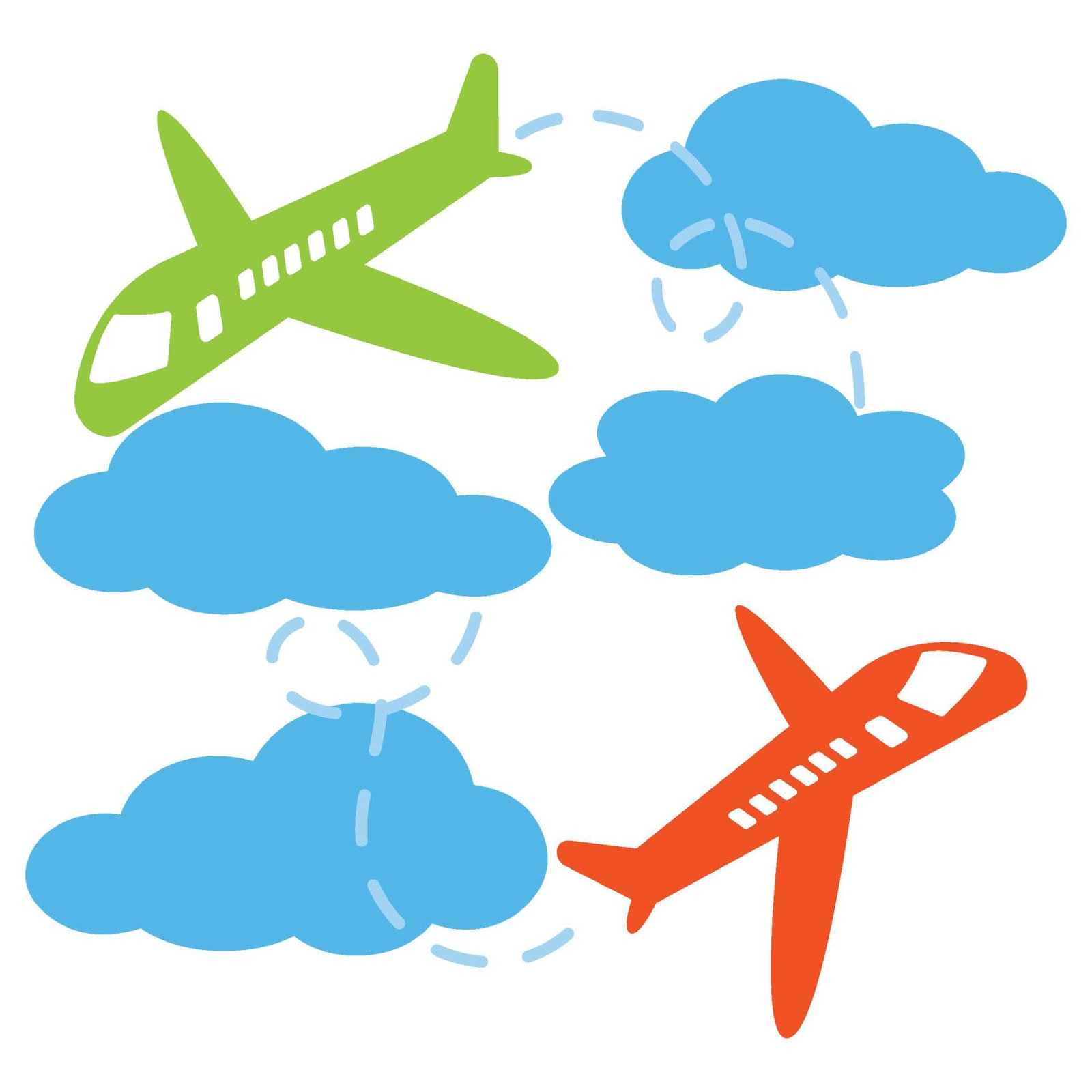 Kids Aeroplane Tile Pattern in Green And Orange