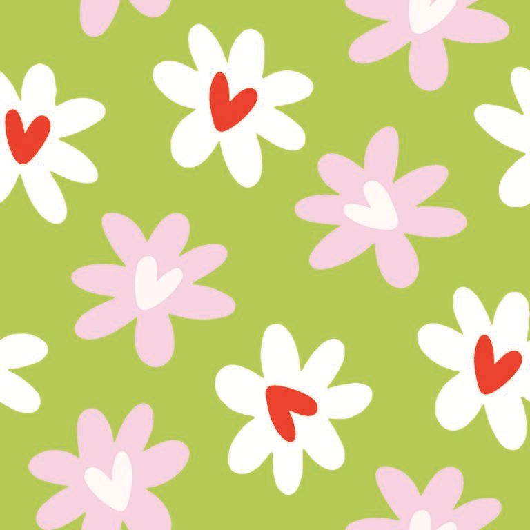 Kids Flowers Tile Pattern in Green